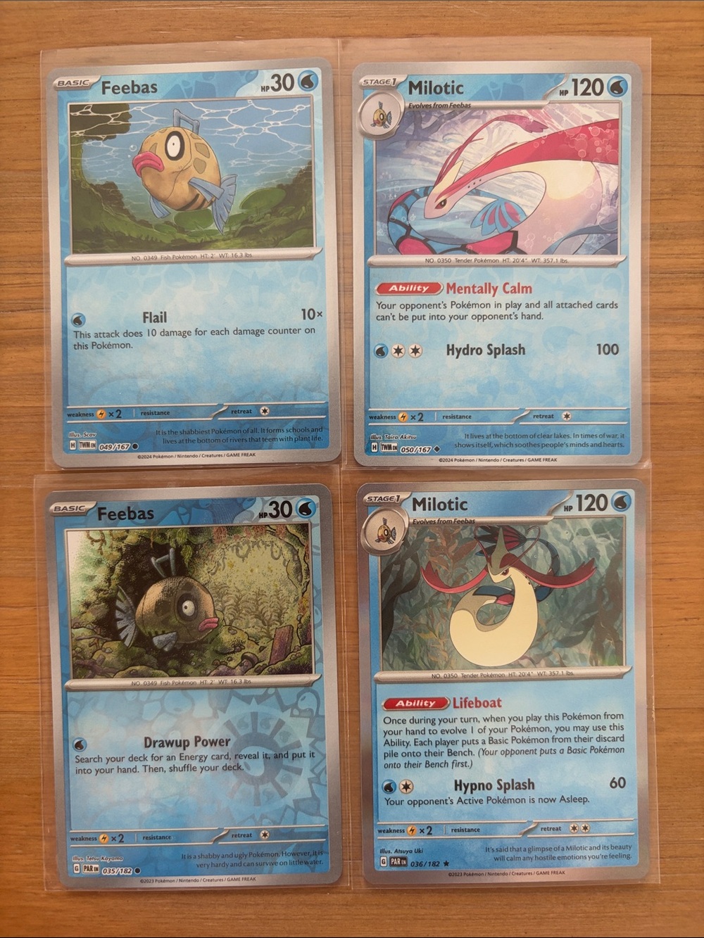 Feebas & Milotic Evolution Lot | 4 Pokémon Cards | Reverse Holo ✨5/$25✨